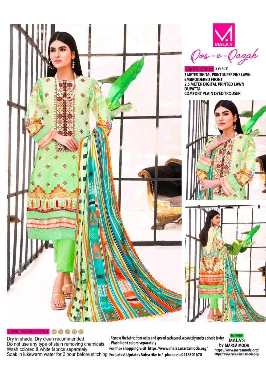 3 pc lawn embroidery unstitched suit