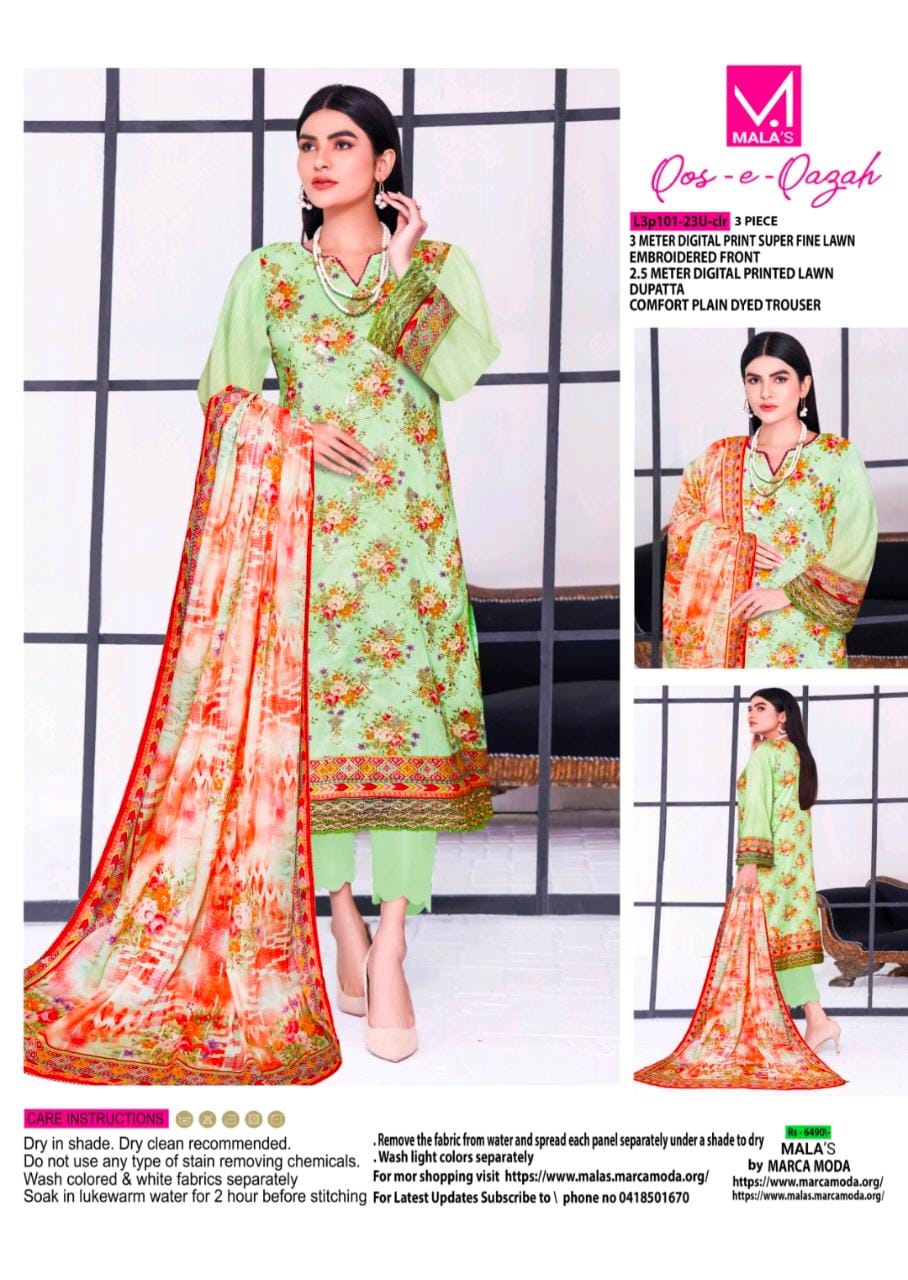 3 pc embroidery lawn unstitched suit
