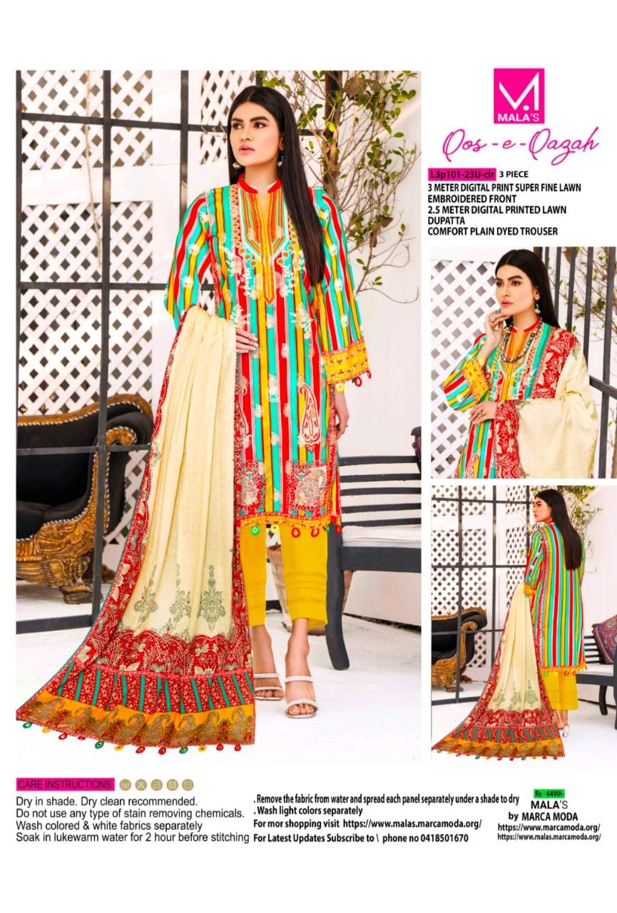 3 pc embroidery lawn unstitched suit