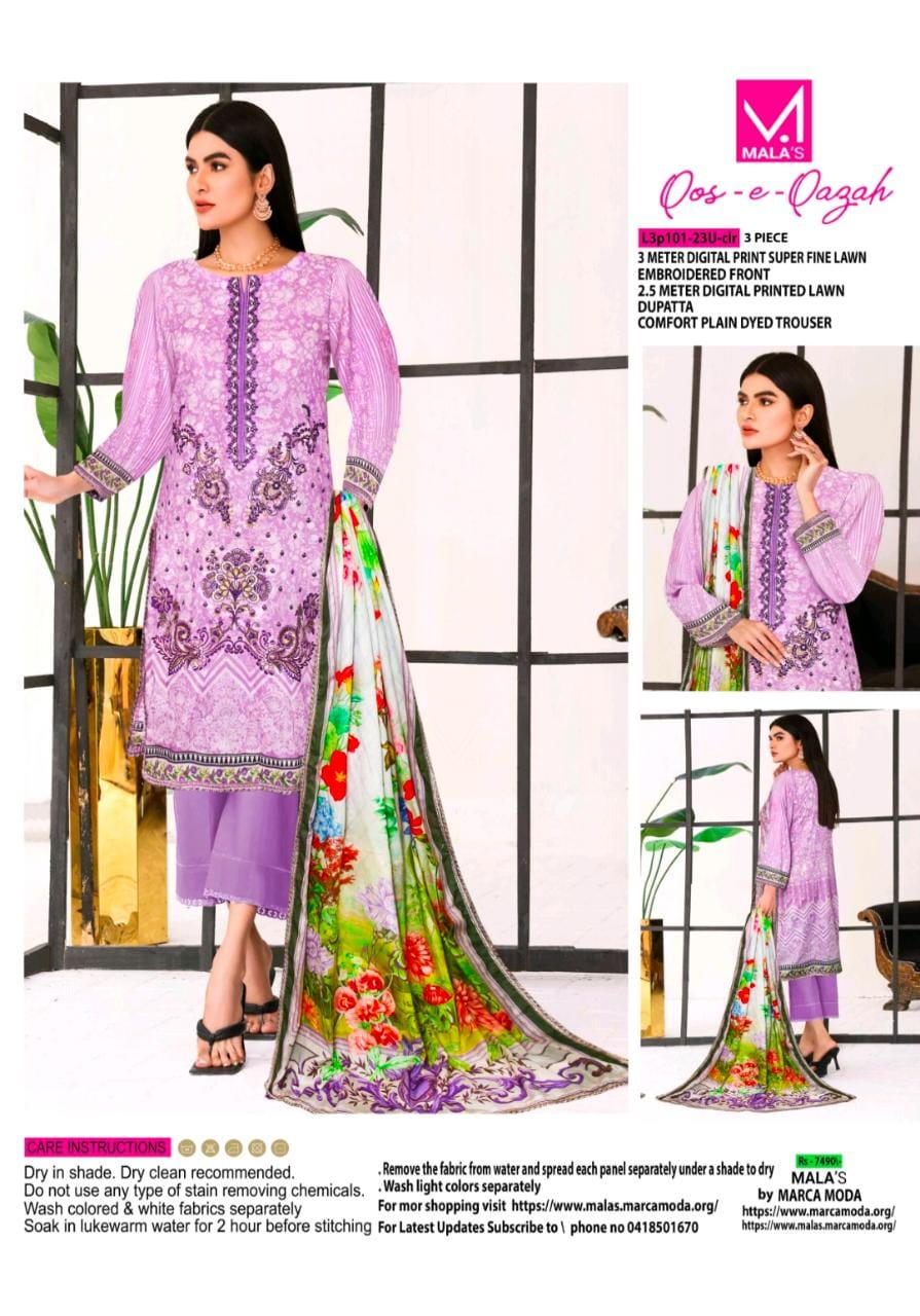 3 pc lawn heavy embroidery unstitched suit