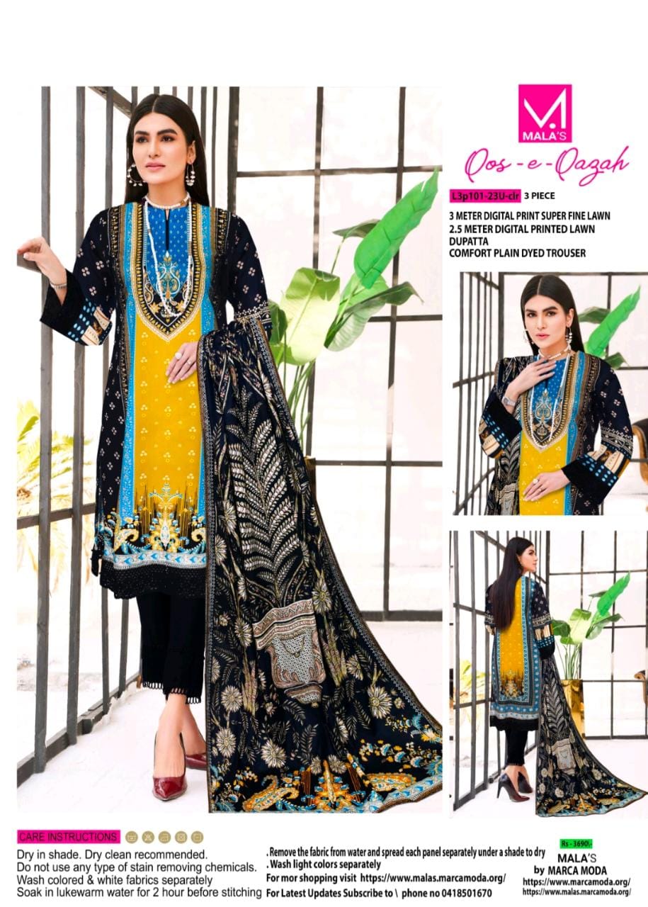 3 pc  lawn unstitched suit